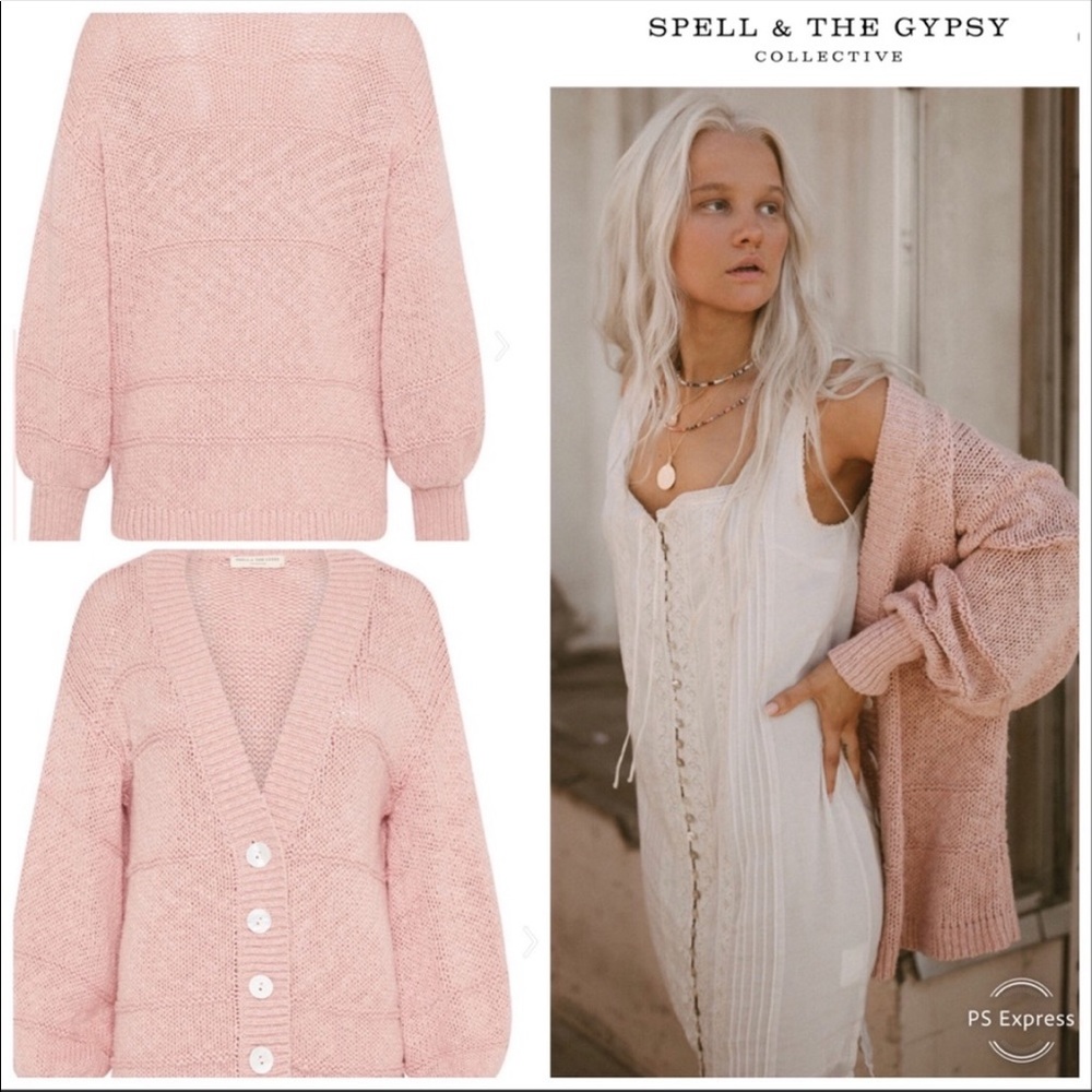 NWOT Spell Pearl On Pearl Knit Cardigan Rose
